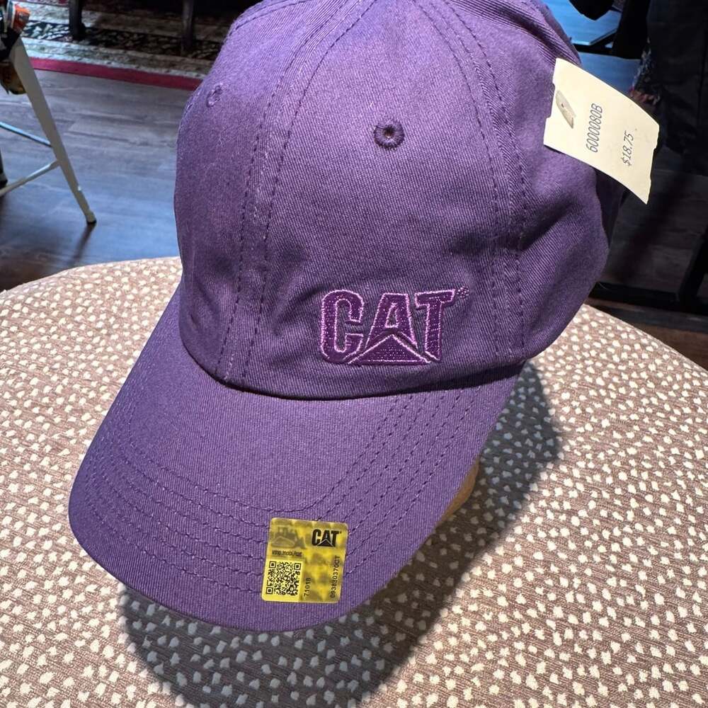CAT Caterpillar Purple Logo Baseball Cap Adjustable Snapback Cotton Hat NWT